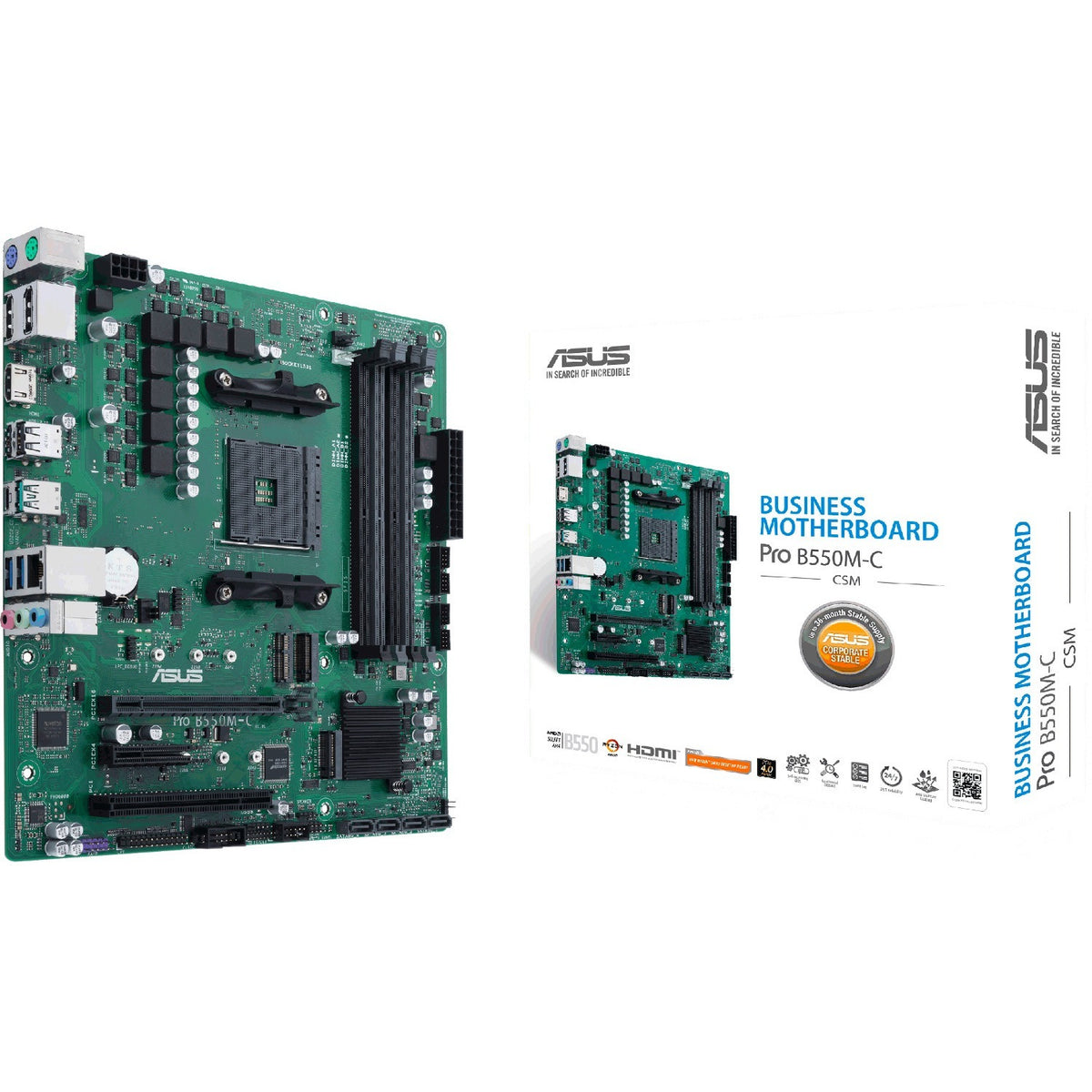 Asus PRO B550M-C/CSM Desktop Motherboard - AMD B550 Chipset - Socket AM4 - Micro ATX - PRO B550M-C/CSM