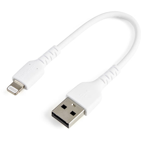 StarTech.com 6 inch/15cm Durable White USB-A to Lightning Cable, Rugged Heavy Duty Charging/Sync Cable for Apple iPhone/iPad MFi Certified - RUSBLTMM15CMW