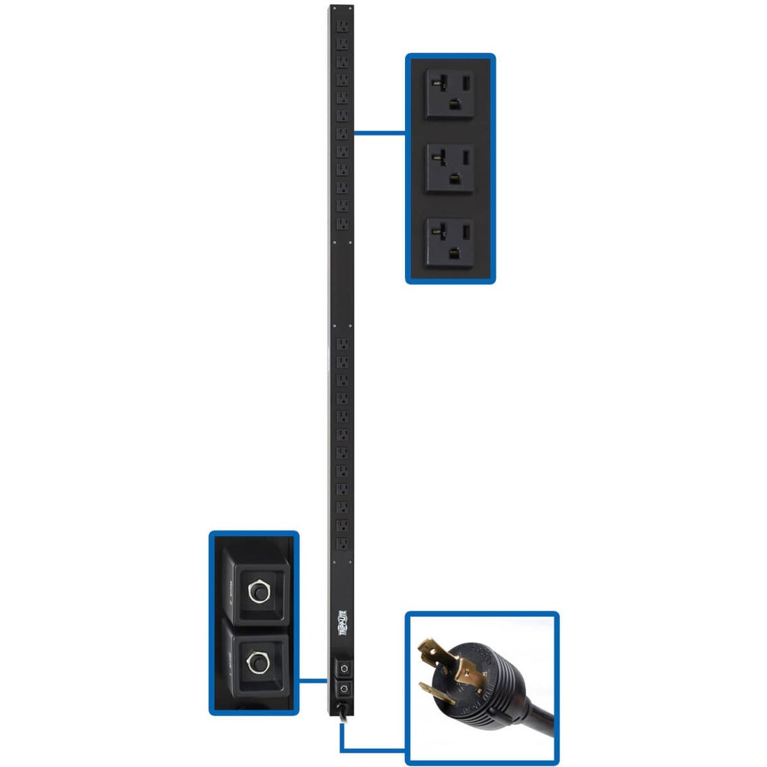 Tripp Lite by Eaton 2.9kW 120V Single-Phase Basic PDU - 24 NEMA 5-15/20R Outlets, L5-30P Input, 10 ft. Cord, 63.75 in. 0U Rack - PDUV30