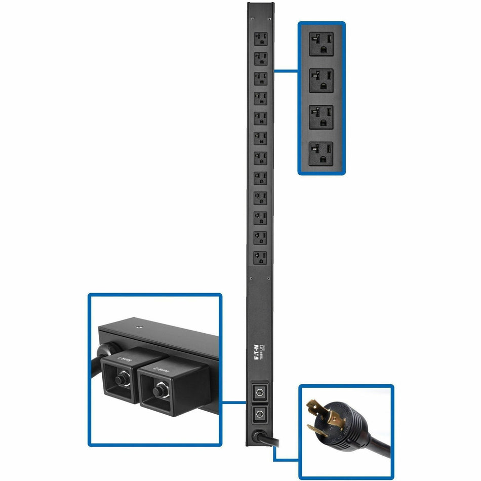 Tripp Lite by Eaton PDU 2.9kW 120V Single-Phase Basic PDU - 12 NEMA 5-15/20R Outlets L5-30P Input 10 ft. Cord 36 in. 0U Rack-Mount - PDUV3036