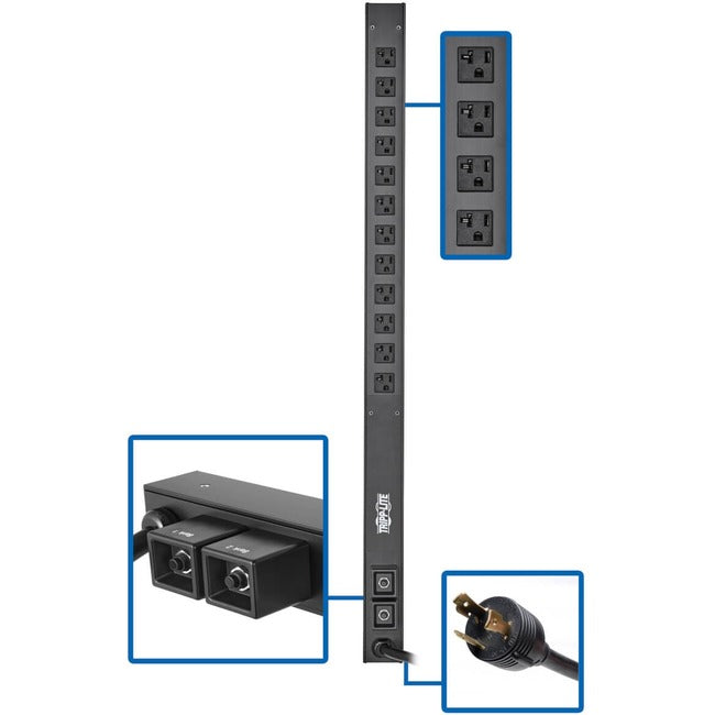 Tripp Lite by Eaton 2.9kW 120V Single-Phase Basic PDU - 12 NEMA 5-15/20R Outlets, L5-30P Input, 10 ft. Cord, 36 in. 0U Rack-Mount - PDUV30-36