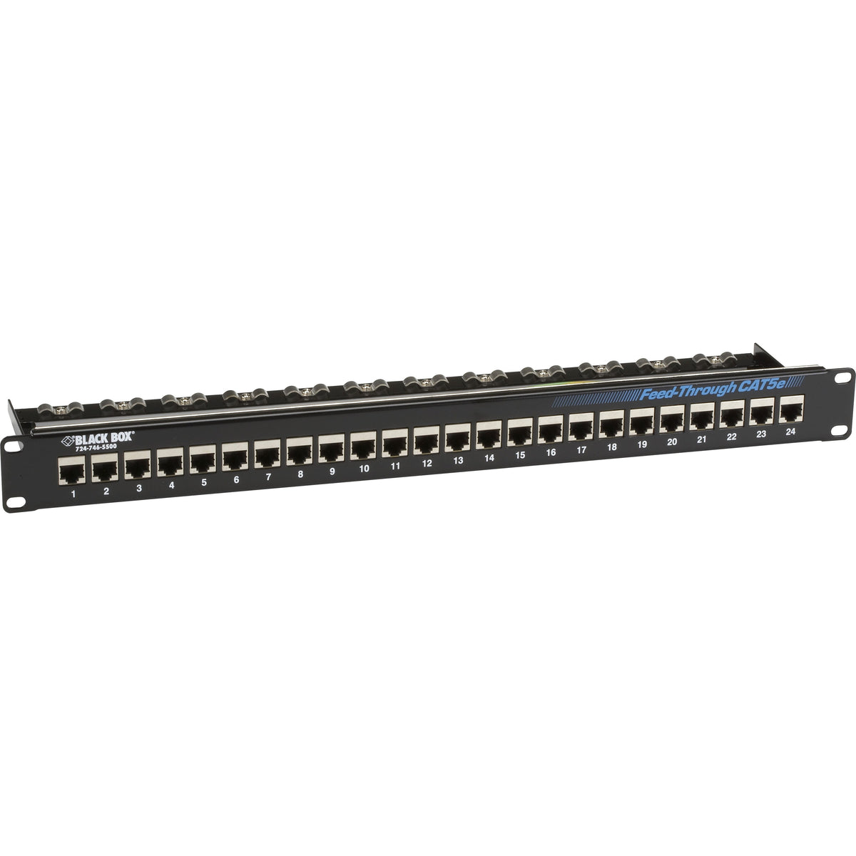 Black Box CAT5e Feed-Through Patch Panel - 1U, Shielded, 24-Port - JPM804A-R2