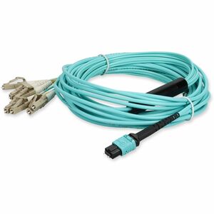 AddOn 8m MPO (Male) to 8xLC (Male) 8-Strand Aqua OM4 Fiber Fanout Cable - ADD-MPOM-4LC8M5OM4