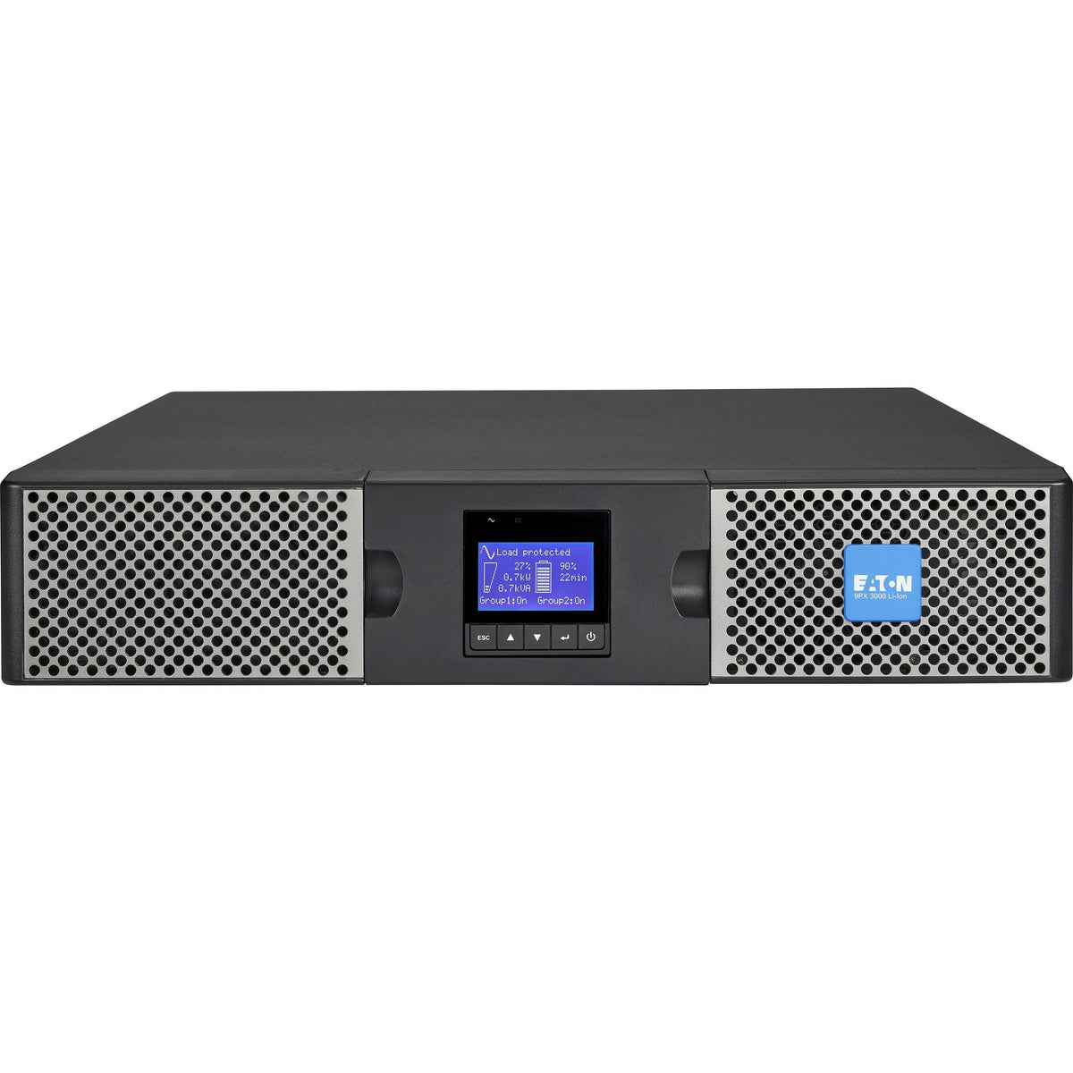 Eaton 9PX 3000VA 2400W 120V Online Double-Conversion UPS - L5-30P, 6x 5-20R, 1 L5-30R, Lithium-ion Battery, Cybersecure Network Card, 2U Rack/Tower - 9PX3000RTN-L