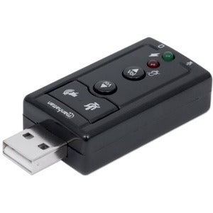 USB-A Sound Adapter, USB-A to 3.5mm Mic-in and Audio-Out ports, 480 Mbps (USB 2.0), 7.1-Channel Virtual 3D Surround Sound, Internal Amplifier and Volume Controls, Hi-Speed USB, Three Year Warranty, Equivalent to ICUSBAUDIO7. - 152341