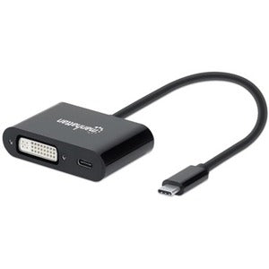 Manhattan USB-C to DVI Converter With Power Delivery Port - 153423