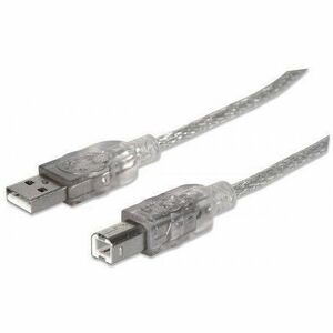 Manhattan Hi-Speed USB 2.0 A Male to B Male Device Cable, 6', Translucent Silver - 333405