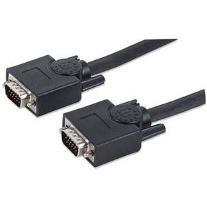 Manhattan SVGA HD15 Male to HD15 Male Monitor Cable, 100', Black - 337342