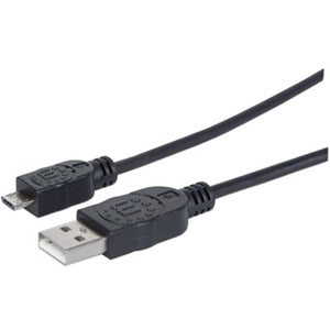 Manhattan Hi-Speed USB 2.0 A Male/Micro-B Male USB Device Cable, 6', Black - 307178
