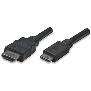 Manhattan High Speed HDMI Cable, Mini HDMI Male/HDMI Male, 6', Black - 304955