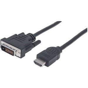 HDMI to DVI-D 24+1 Cable, 1.8m, Male to Male, Black, Dual Link, Compatible with DVD-D, Lifetime Warranty, Equivalent to HDMIDVIMM6 - 372503