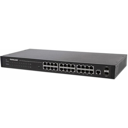 Intellinet 24-Port Network Switch, 24-Port (RJ45), Rackmount, Gigabit, 4 SFP, Ethernet Web-Smart, 10/100/1000 Mbit/ (With C14 2 Pin Euro Power Cord) - 560917