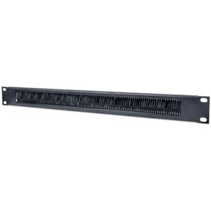 19" Cable Entry Panel, 1U, with Brush Insert, Black - 712767