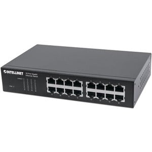 Intellinet 16-Port Gigabit Ethernet Switch, 16-Port RJ45 10/100/1000 Mbps, IEEE 802.3az Energy Efficient Ethernet, Desktop, 19" Rackmount (With C14 2 Pin Euro Power Cord) - 561068