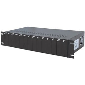 Intellinet 14-Slot Media Converter Chassis, Includes redundant power supply, 19" rackmountable, 2 U (With 2 Pin Euro Power Adapter) - 507356