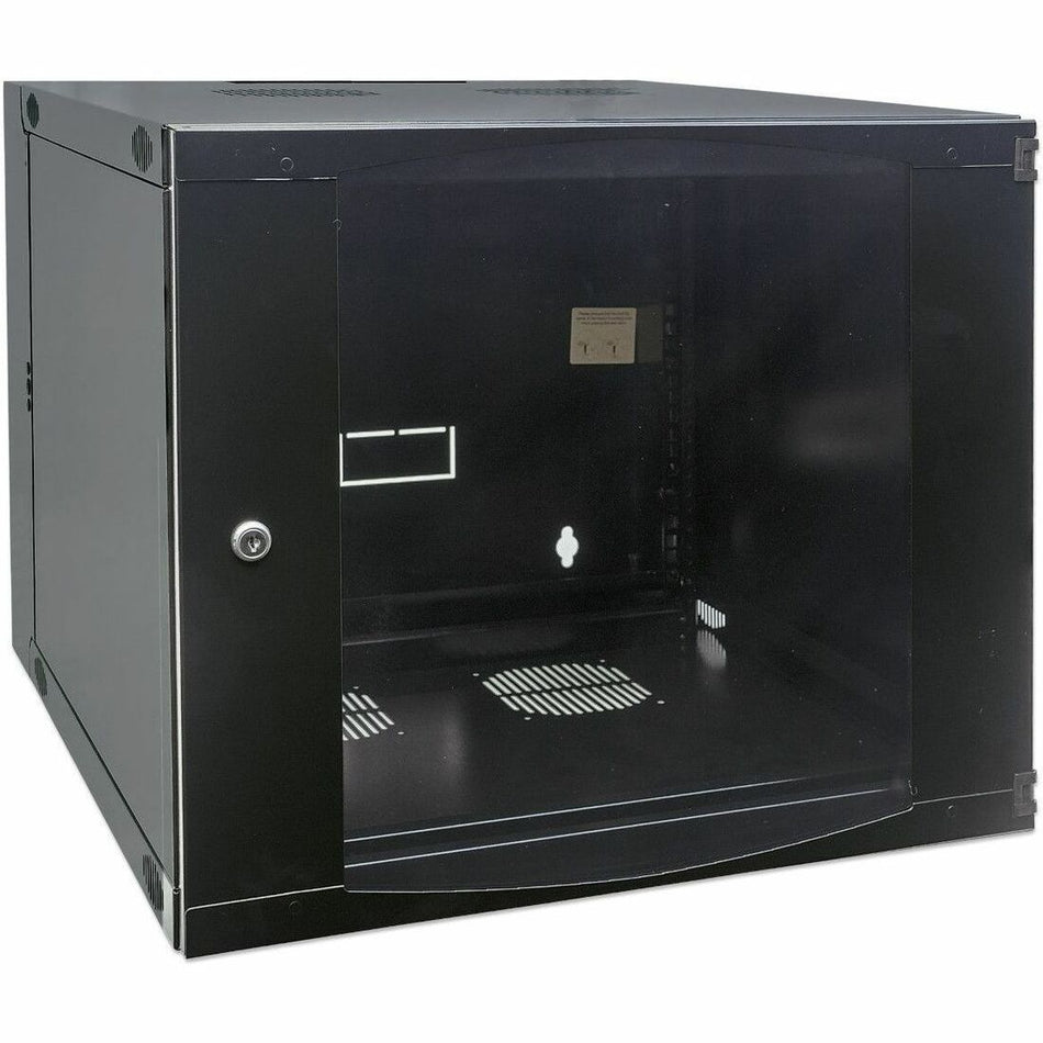 19" Network Cabinet - Wall Mount (Double Section Hinged Swing Out), 9U, 600mm Deep, Black, Flatpack, Max 30kg, Swings out for access to back of cabinet when installed on wall, 19" , Usable Depth 385mm, Parts for wall installation not included - 713849