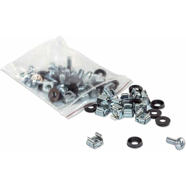 Cage Nut Set (100 Pack), M6 Nuts, Bolts and Washers, Suitable for Network Cabinets/Server Racks, Plastic Storage Jar, Lifetime Warranty - 713658
