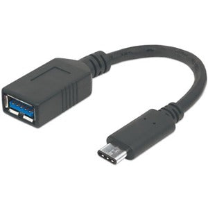 Manhattan Products SuperSpeed 3.1 Gen 1 USB-C Male to USB-A Female Device, 5 Gbps, 6 In. (15 cm), Black - 355285