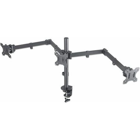 Triple Desk Mount for TV & Monitors, For screens: 10" to 27" , Clamp Assembly, VESA compatability: 75x75 and 100x100mm - check the dimensions of the four mounting holes on back of screen to ensure it fits, Max 7kg (each), Black, Bracket, Lifetime Warranty - 461658