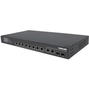 Intellinet 8-Port Gigabit Ethernet Ultra PoE Switch with 4 Uplink Ports and LCD Screen, 8 x PoE ports, IEEE 802.3bt Power over Ethernet (Ultra PoE), 2 x RJ45 Uplink, 2 x SFP Uplink, 380 W, Endspan, 19" Rackmount (With C14 2 Pin Euro Power Cord), Box - 561327