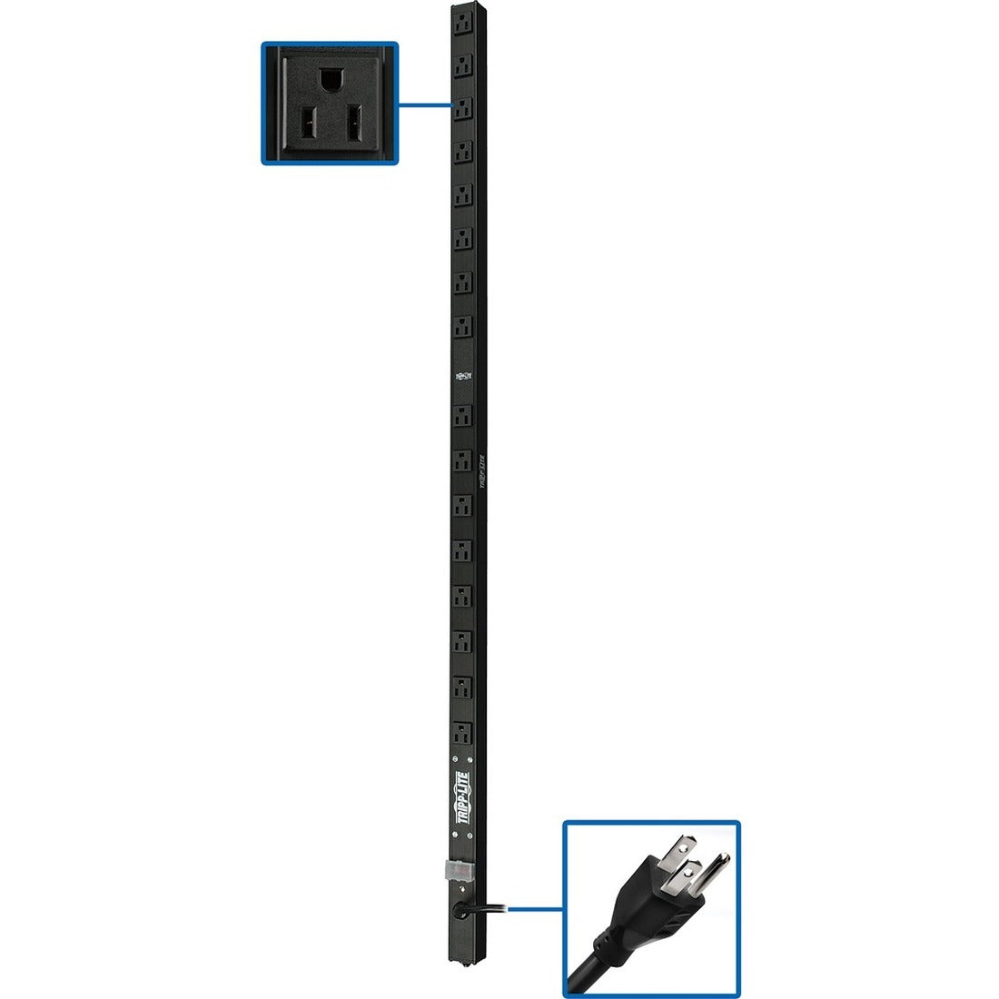 Tripp Lite by Eaton 1.4kW 120V Single-Phase Basic PDU - 16 NEMA 5-15R Outlets, 5-15P Input, 15 ft. Cord, 48 in. 0U Rack - PDUV15-48