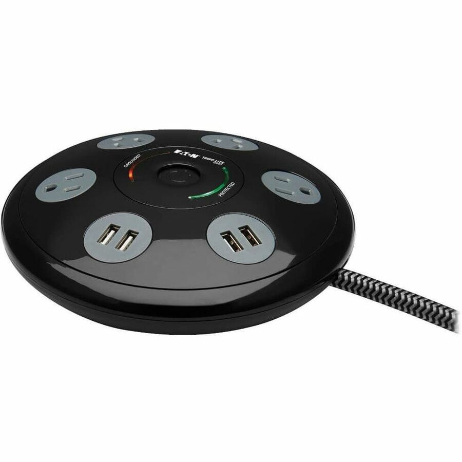Tripp Lite by Eaton Conference Power Surge Protector - 4 NEMA 5-15R Outlets 4 USB-A Ports 6-ft. (1.83 m) Cord Black - TLP406USBUFO