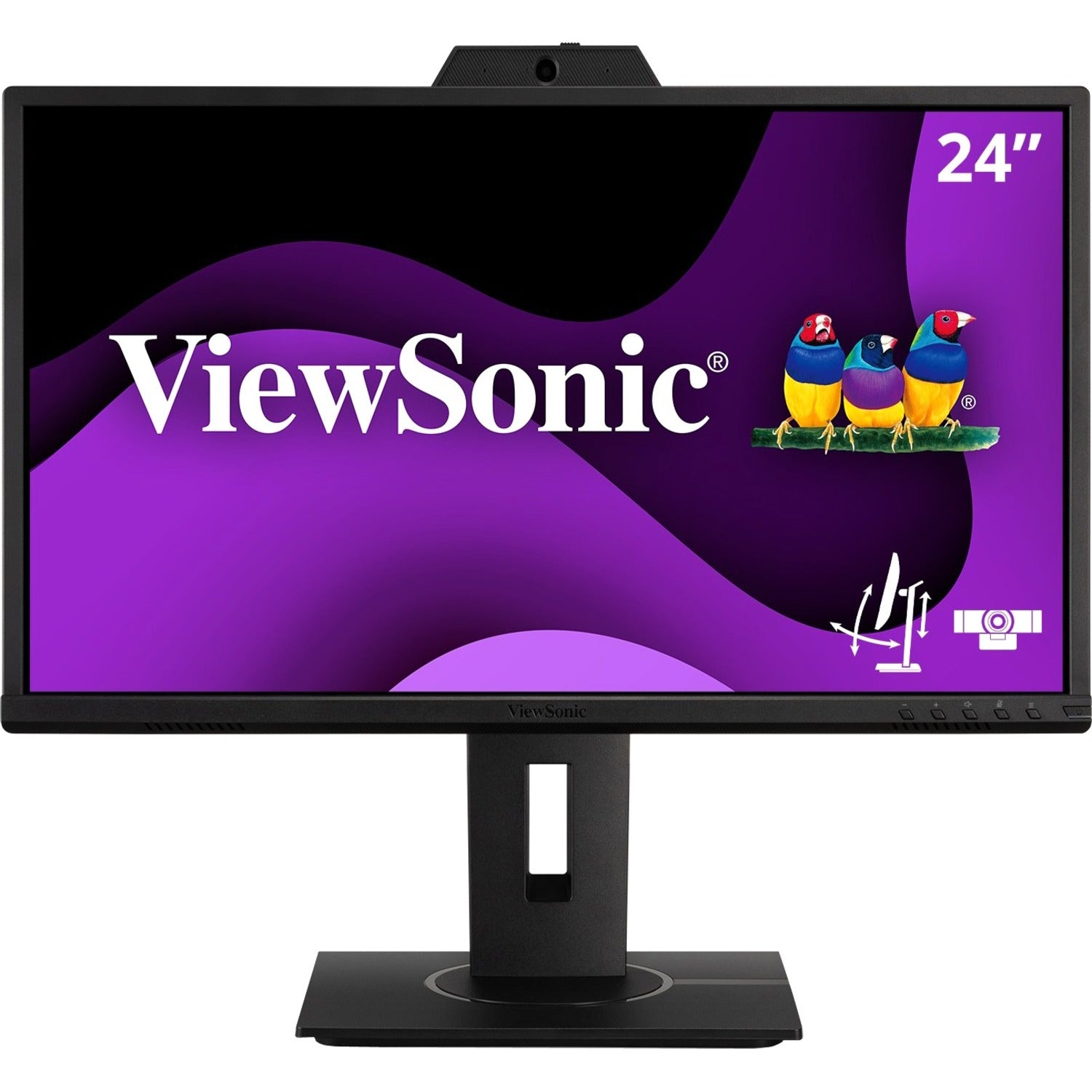 ViewSonic VG2440V 24 Inch 1080p IPS Video Conferencing Monitor with Integrated 2MP Camera, Microphone, Speakers, Eye Care, Ergonomic Design, HDMI DisplayPort VGA Inputs for Home and Office - VG2440V