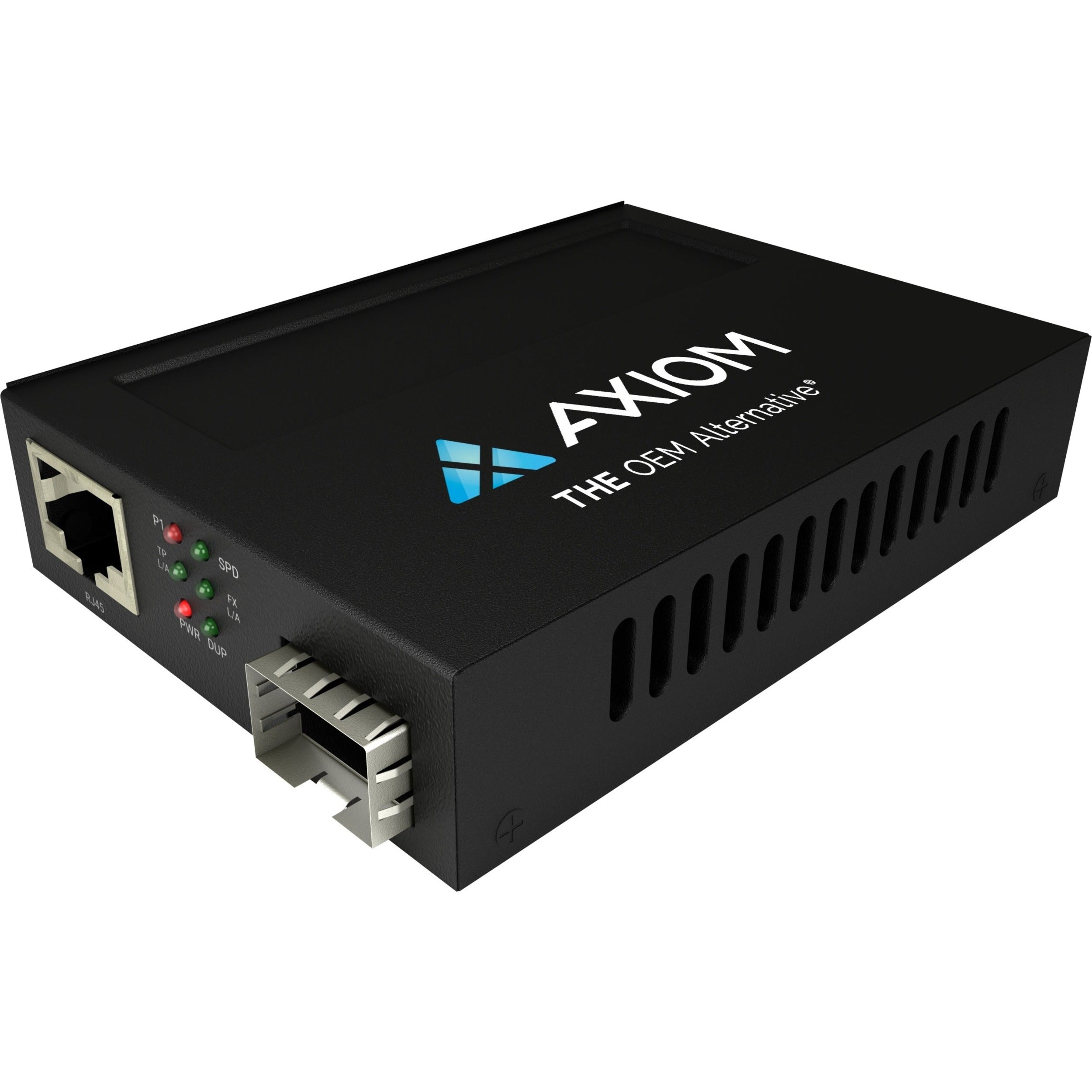 Axiom 1Gbs POE RJ45 to SFP Fiber Media Converter - Open SFP Port - MCP32-F1-SFP-AX