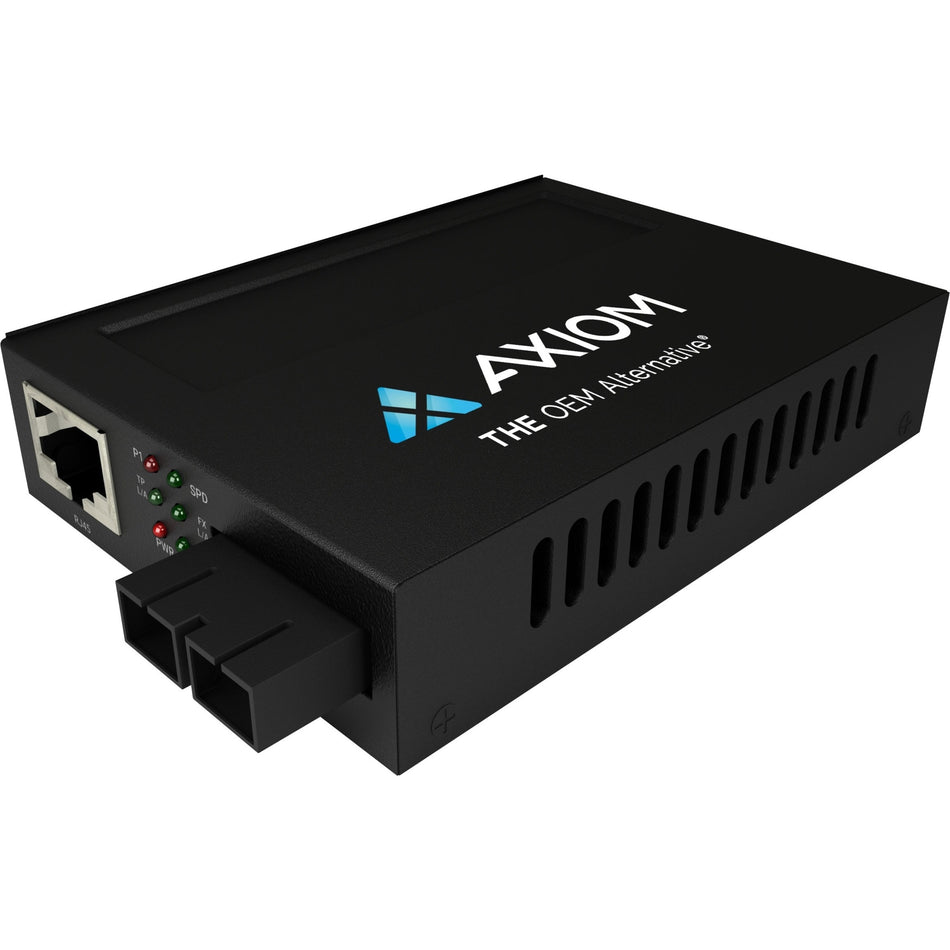 Axiom 1Gbs POE+ RJ45 to 1000BASE-SX Fiber Media Converter - MMF, SC, 550m, 850nm - MCP32-T2-M8S05-AX