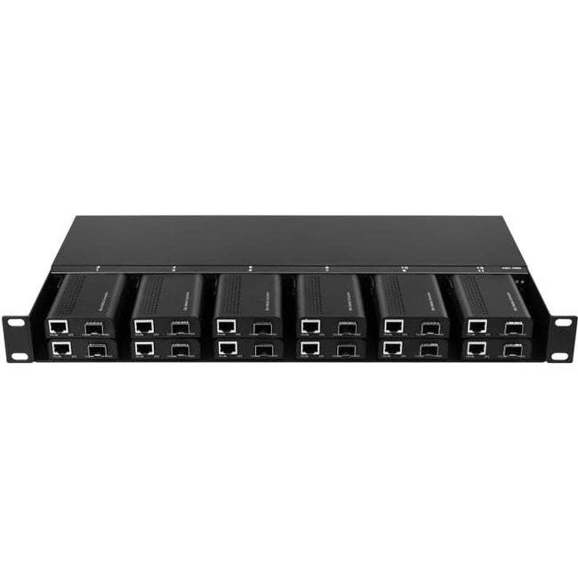 Axiom Mini-Media Converter Rack Mount Chassis - 1U, 12 Slots, Dual AC 220v - MCR0-CH-1U12-AX
