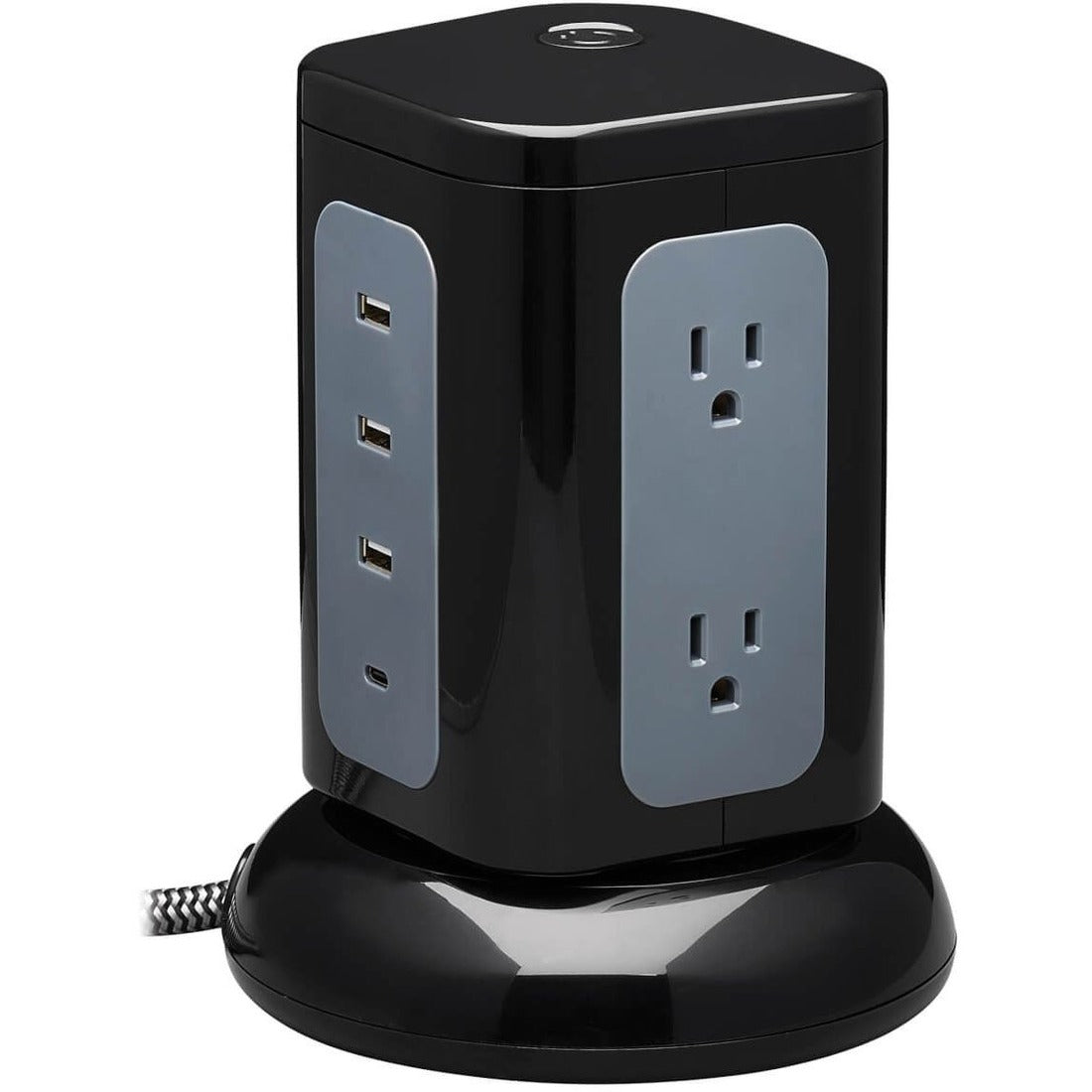 Tripp Lite by Eaton 6-Outlet Surge Protector Tower 3x USB-A 1x USB-C 8 ft. Cord 5-15P Plug 1800 Joules Black - TLP606UCTOWER