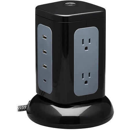 Tripp Lite by Eaton 6-Outlet Surge Protector Tower 3x USB-A 1x USB-C 8 ft. Cord 5-15P Plug 1800 Joules Black - TLP606UCTOWER