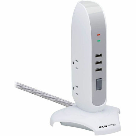 Tripp Lite by Eaton 5-Outlet Surge Protector Tower 3x USB Ports (3.1A Shared) 6 ft. Cord 5-15P Plug 1200 Joules White - TLP66USB