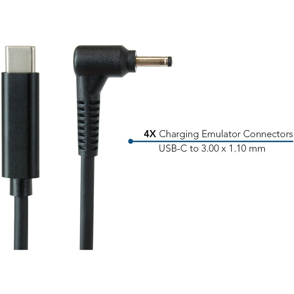 JAR Systems Emulator Charging Cables for Acer Devices 4-Pack of USB-C PD to 3.00 x 1.10 mm Connectors - A4-UCAC-C72