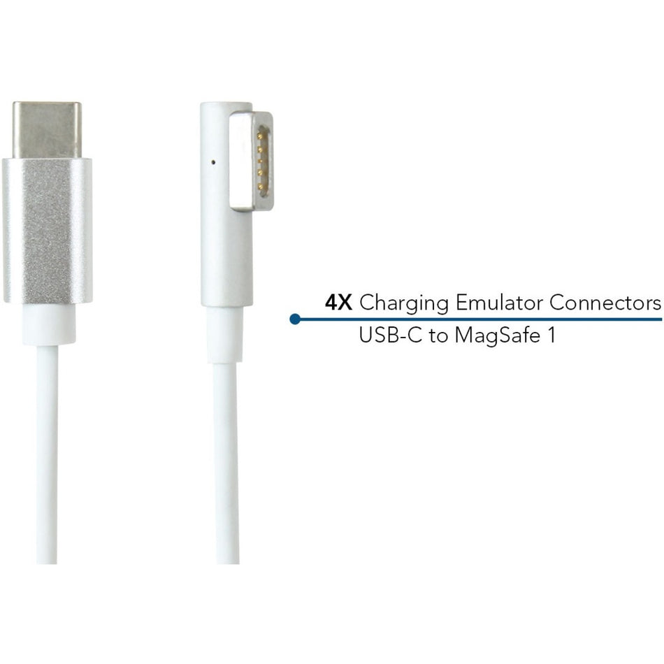 JAR Systems Emulator Charging Cables for Macbook Devices 4-Pack of USB-C PD to 0.5 in 5-Pin Magnetic MagSafe 1 Tip Connectors - A4-UCAP-MS1