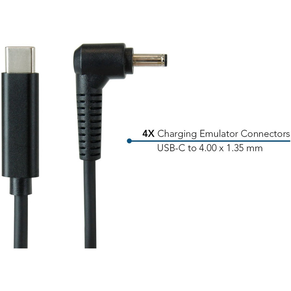 JAR Systems Emulator Charging Cables for Asus Devices 4-Pack of USB-C PD to 4.00 x 1.35 mm Connectors - A4-UCAS-C20
