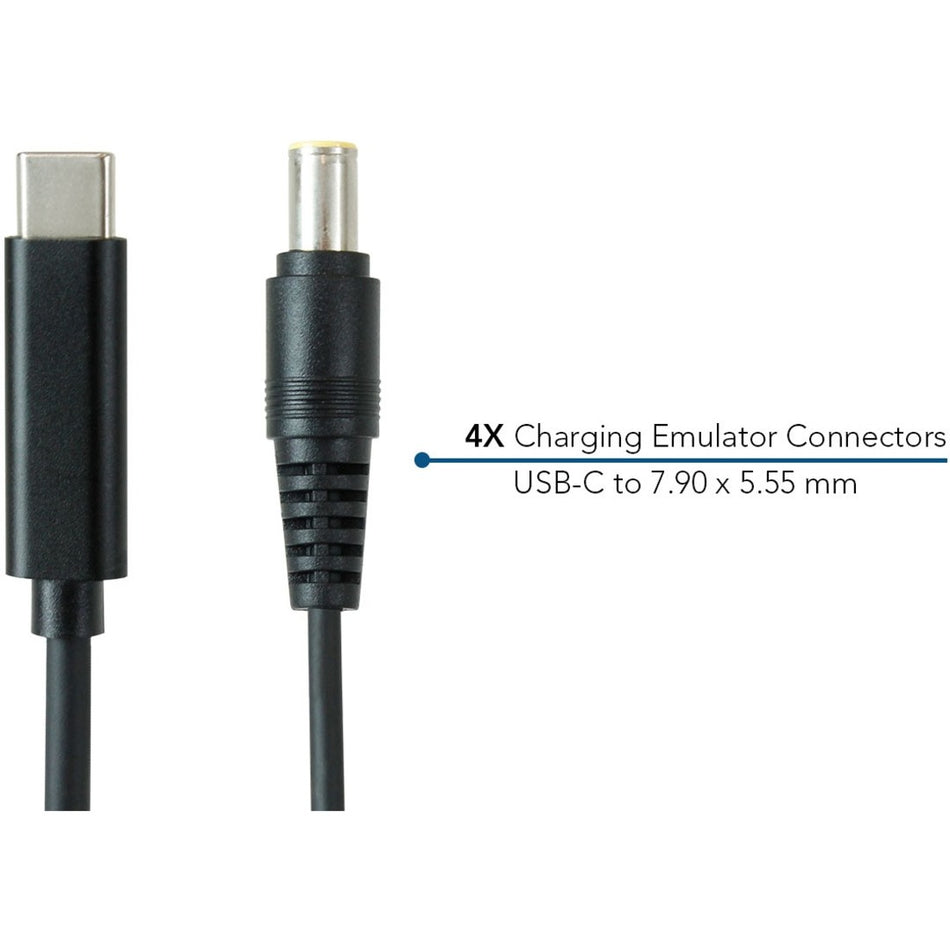 JAR Systems Emulator Charging Cables for Lenovo Devices 4-Pack of USB-C PD to 7.90 x 5.55 mm Connectors - A4-UCLN-X131