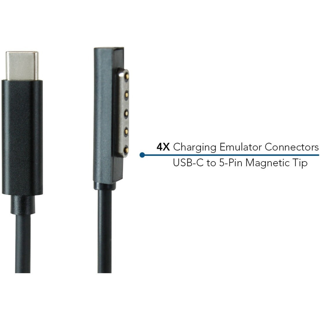 JAR Systems Emulator Charging Cables for Surface Devices 4-Pack of USB-C PD to Surface 5-Pin Magnetic Tip Connectors - A4-UCMS-SF2