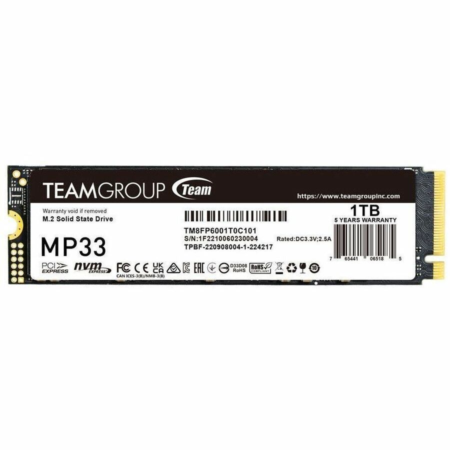 Team MP33 1 TB Solid State Drive - M.2 2280 Internal - PCI Express NVMe (PCI Express NVMe 3.0 x4) - Blue, Black - TM8FP6001T0C101