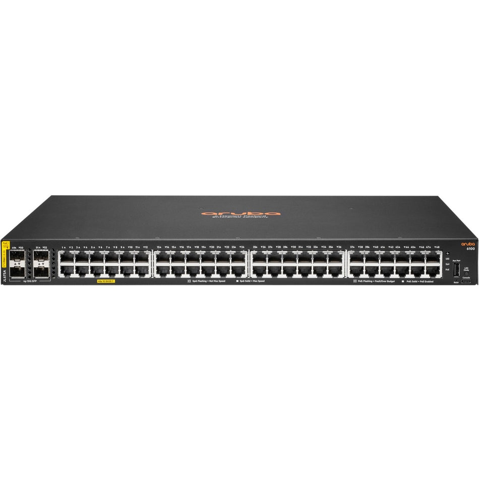 Aruba 6100 48G Class4 PoE 4SFP+ 370W Switch - JL675A#AC3