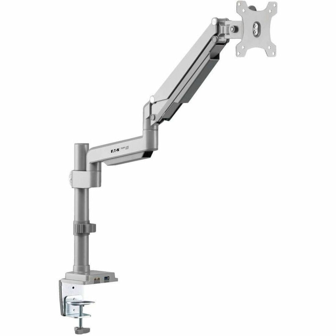 Eaton Tripp Lite Series Single-Display Gas Spring-Arm Desktop Clamp or Grommet for 13" to 34" Displays - USB and Audio Ports, Aluminum - DDR1732SAL