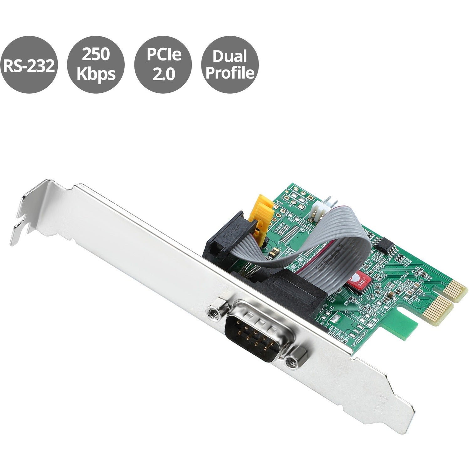 SIIG DP Cyber RS-232 1S PCIe Card - 250Kbps - JJ-E20611-S1