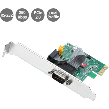 SIIG DP Cyber RS-232 1S PCIe Card - 250Kbps - JJ-E20611-S1