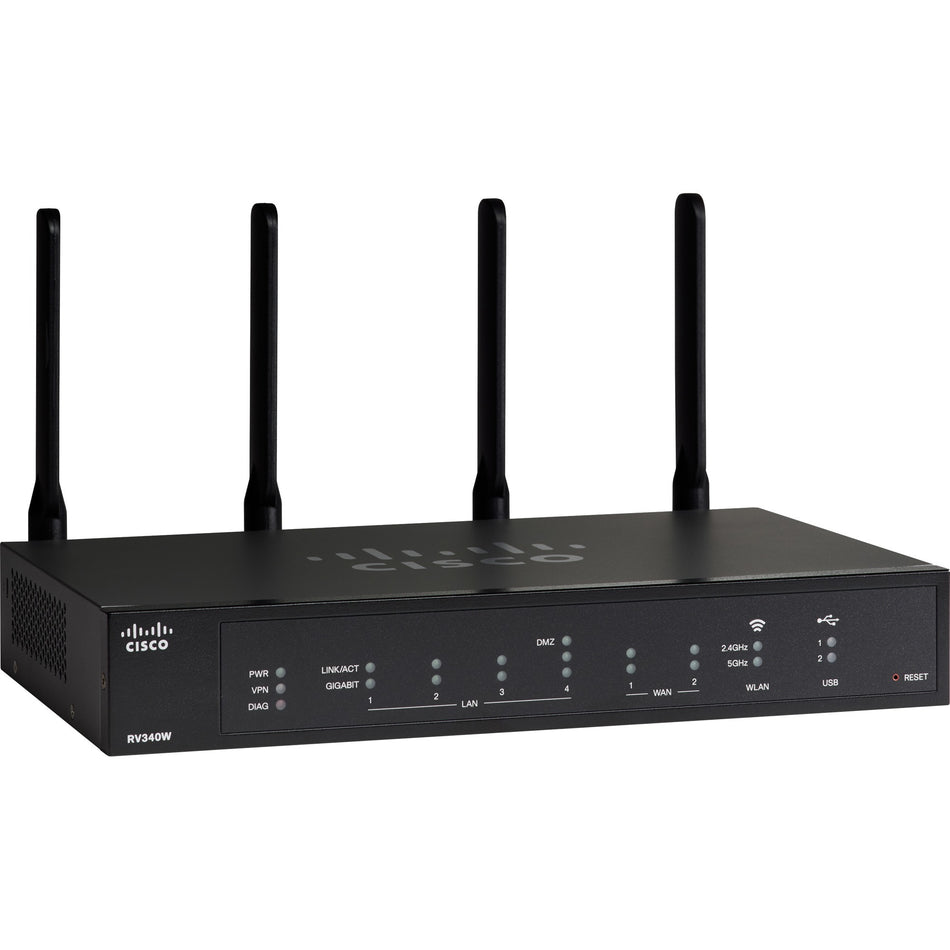 Cisco RV340W Wi-Fi 5 IEEE 802.11ac Ethernet Wireless Router - Refurbished - RV340W-A-K9-NA-RF