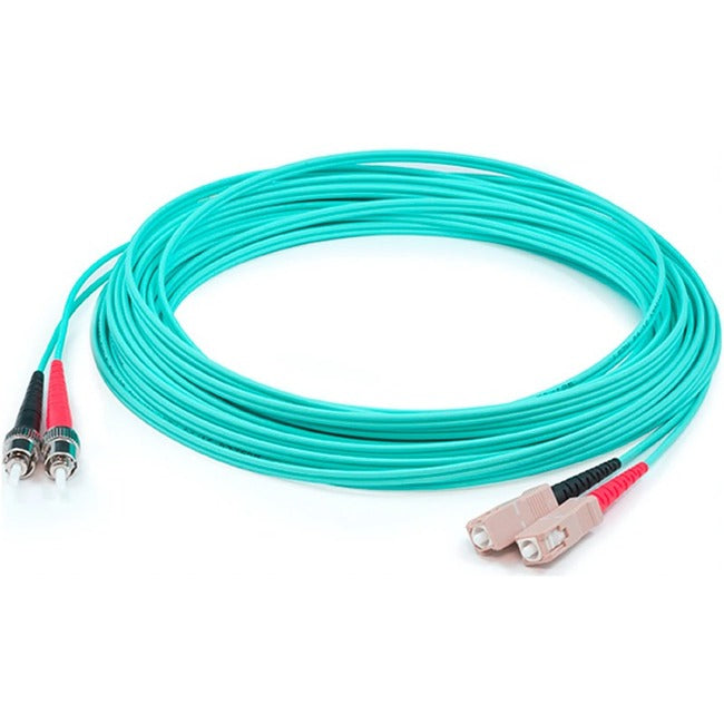 AddOn 47m SC (Male) to ST (Male) Straight Aqua OM4 Duplex Plenum Fiber Patch Cable - ADD-ST-SC-47M5OM4P