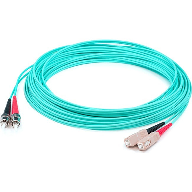 AddOn 48m SC (Male) to ST (Male) Straight Aqua OM4 Duplex LSZH Fiber Patch Cable - ADD-ST-SC-48M5OM4LZ