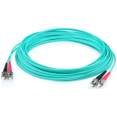 AddOn 37m ST (Male) to ST (Male) Straight Aqua OM4 Duplex Plenum Fiber Patch Cable - ADD-ST-ST-37M5OM4P