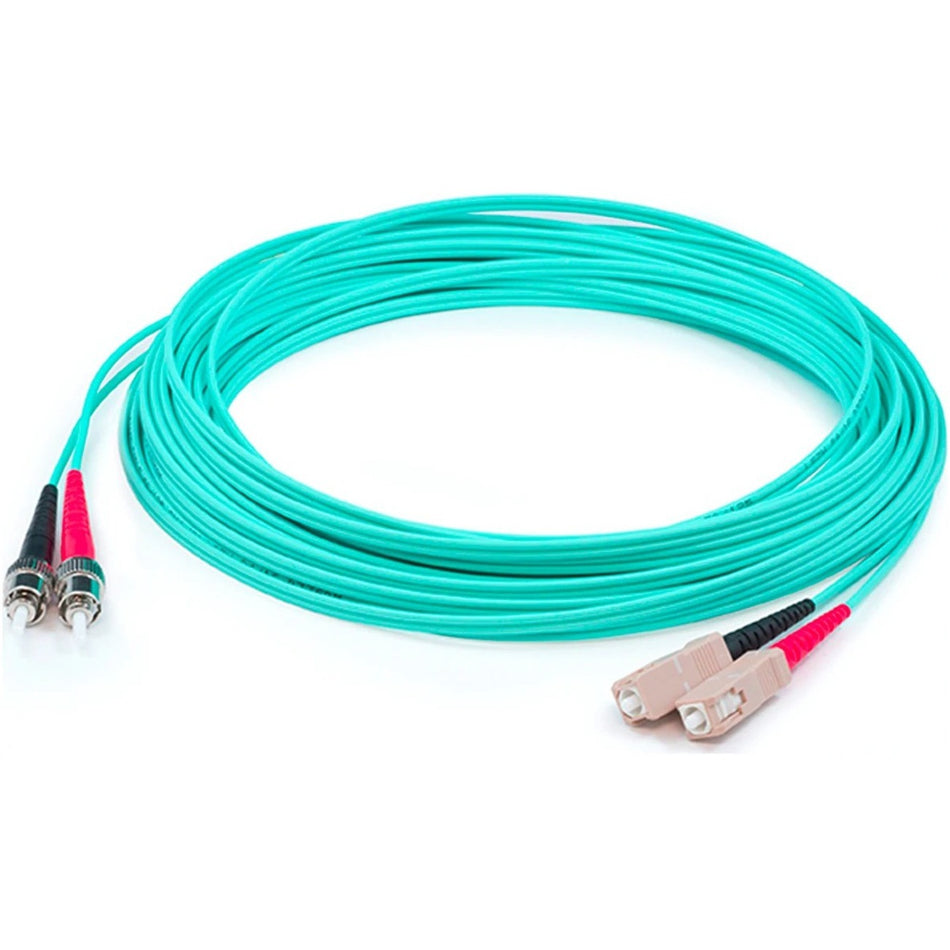 AddOn 48m SC (Male) to ST (Male) Straight Aqua OM4 Duplex Plenum Fiber Patch Cable - ADD-ST-SC-48M5OM4P