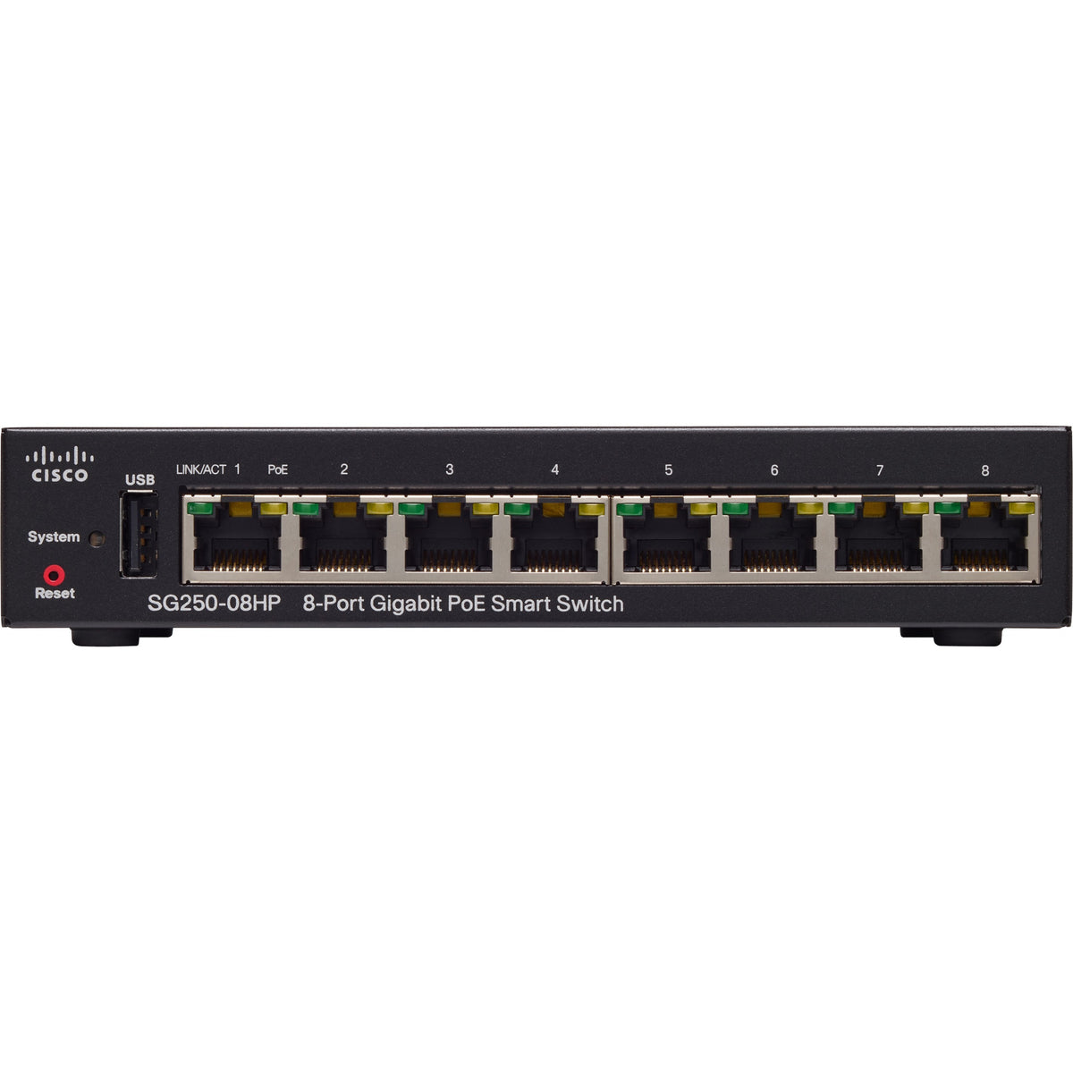 Cisco SG250-08HP 8-Port Gigabit PoE Smart Switch - SG250-08HP-K9NA-RF