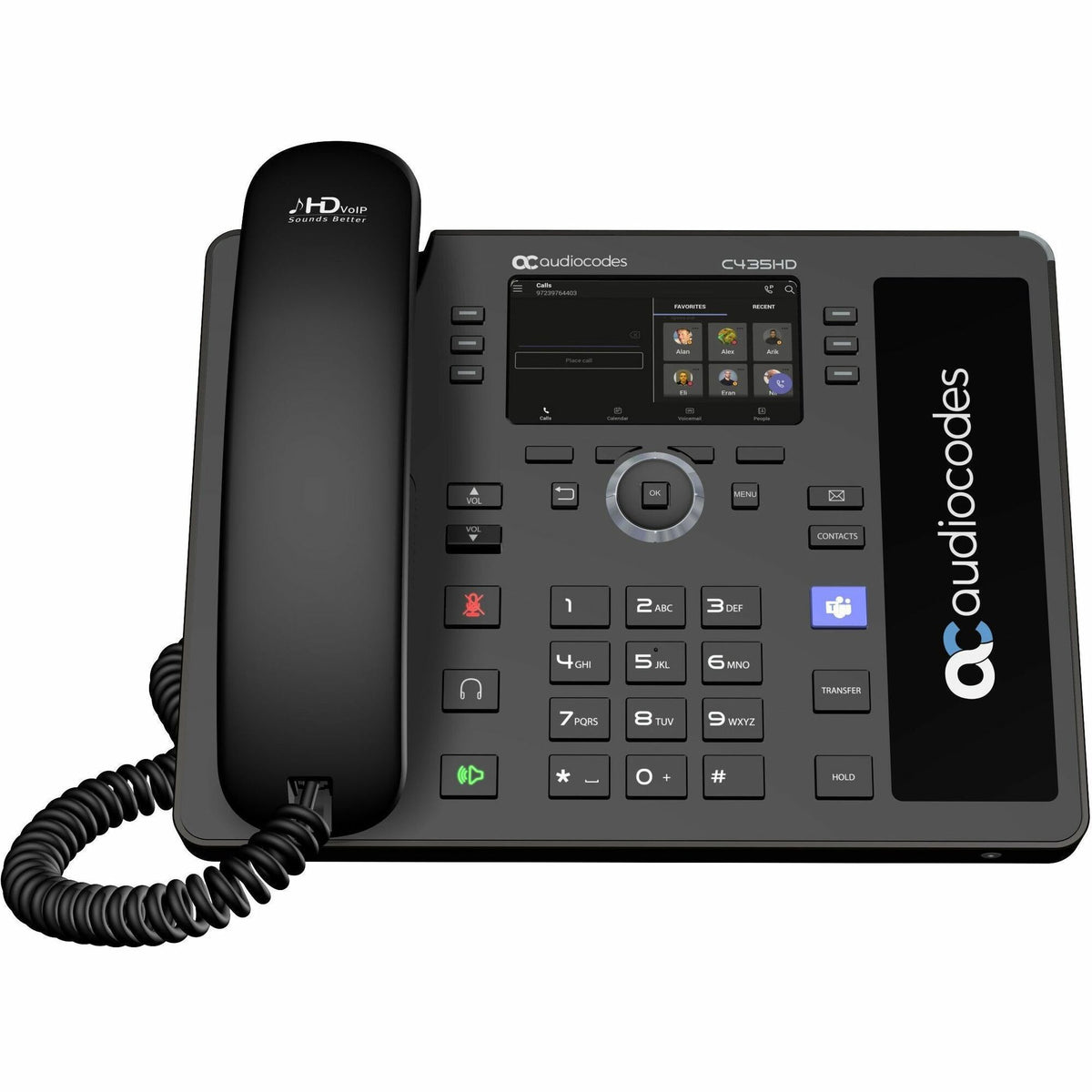 AudioCodes C435HD IP Phone - Corded - Corded - Wall Mountable, Desktop - Black - TEAMS-C435HDPS-R